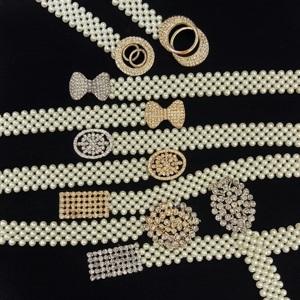 Moda Cinto De Pérola Com Elástico Brilho Brilhante Com Trançados Para Verão Presentes