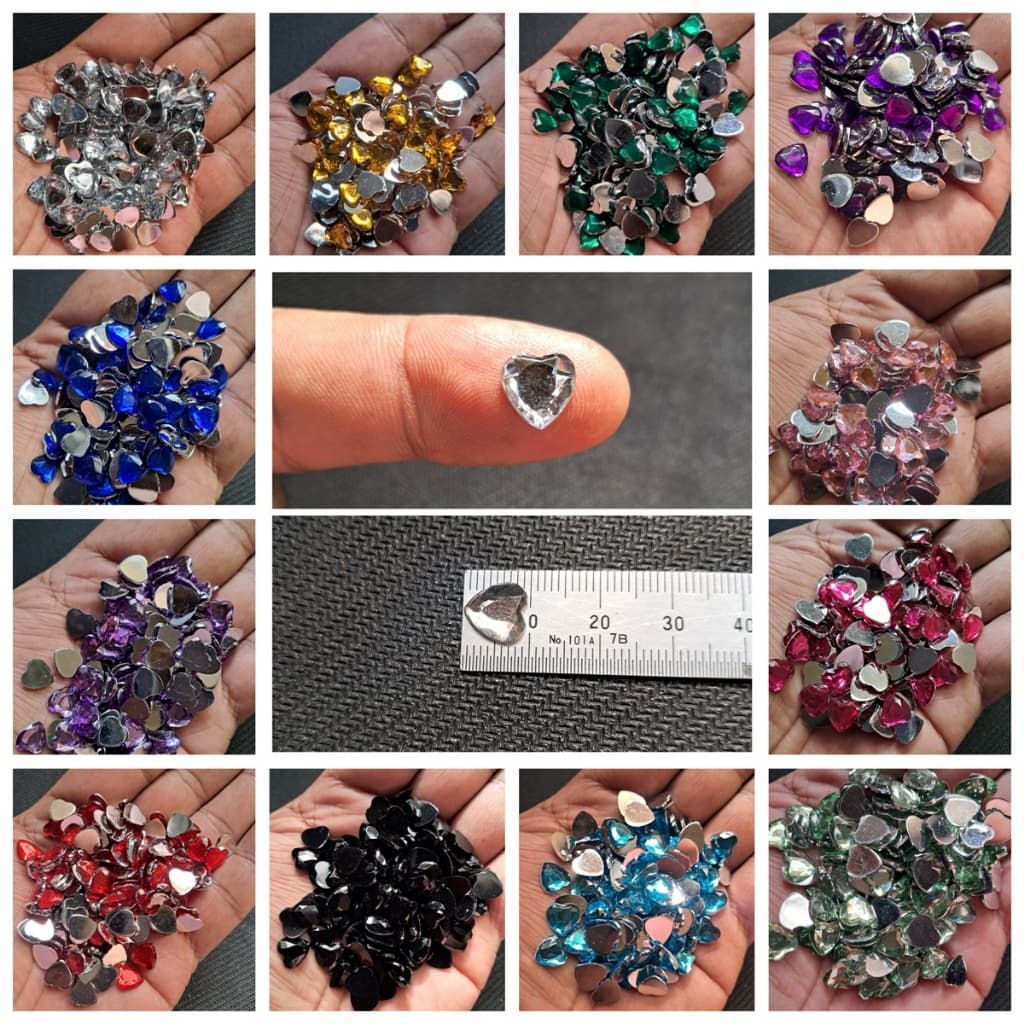 Chaton Coração 10mm Base reta Acrilico Artesanato Colagem