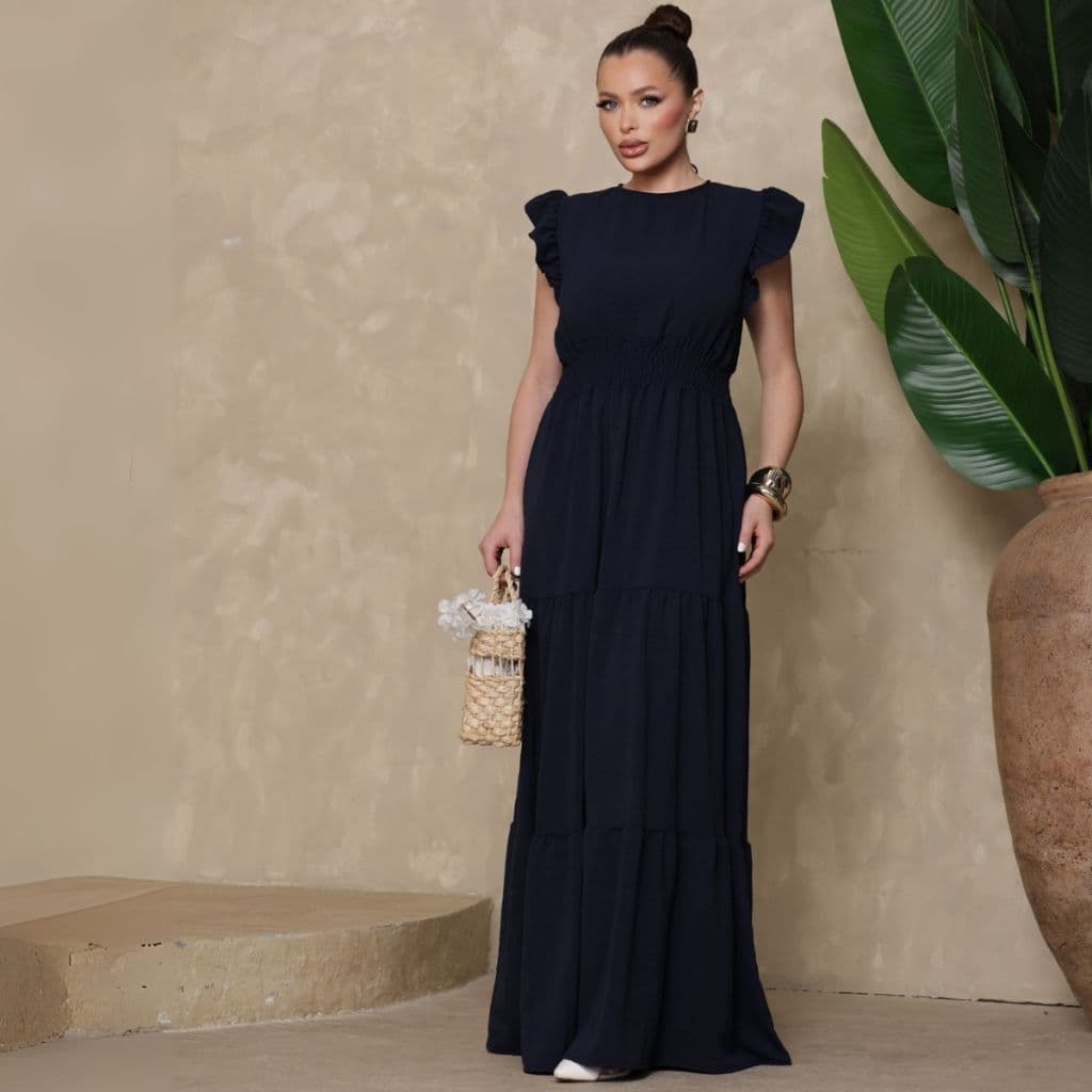 Vestido Feminino Longo 3 Marias Alfaiataria Manga Curta Elegante Festa Madrinha Evangélico