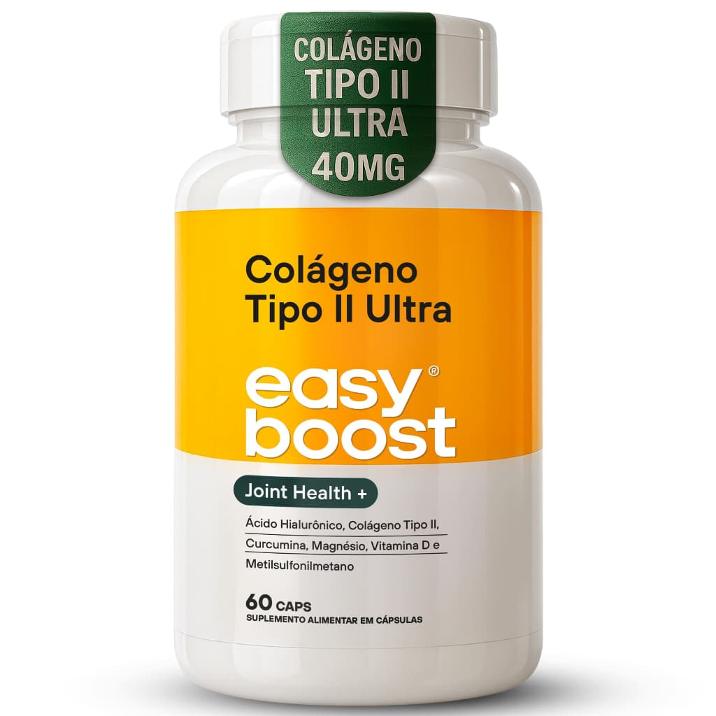 Colágeno Tipo 2 Ultra Easy Boost 60 Caps + MSM + Ácido Hialurônico + Magnésio +  Vitamina D3 + Curcumina Articulações