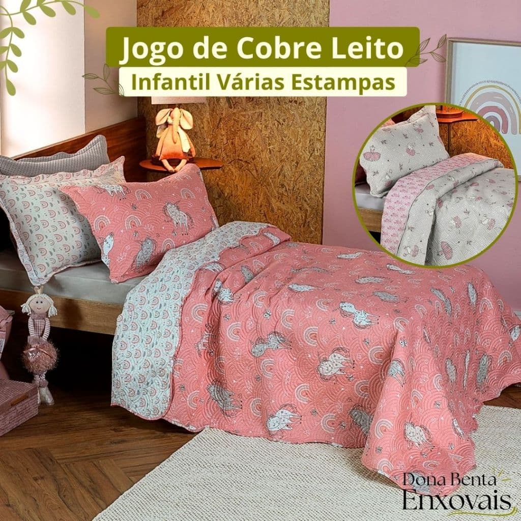 Jogo de Cobre Leito Infantil Casual 3 Peças Várias Estampas Appel