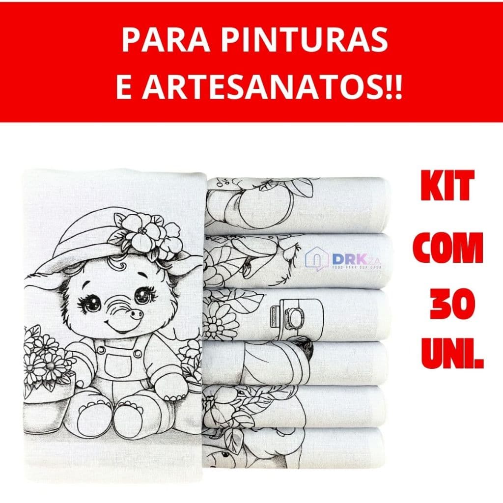 Kit Pano De Prato Riscado Para Pintura Branco Pintar - 30 Un
