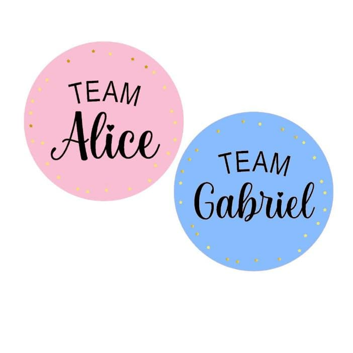 100 adesivos chá revelação- lembrancinha/ decoração rosa e azul- adesivo personalizado