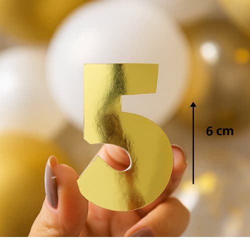 10 Aplique de Números Dourados 6cm – Papel Laminado Espelhado – Ideal para Aniversário