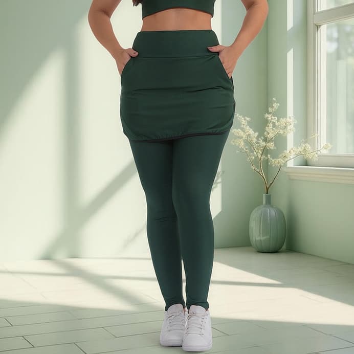 Calça Legging Moda Evangélica Com Saia Fitness Feminina