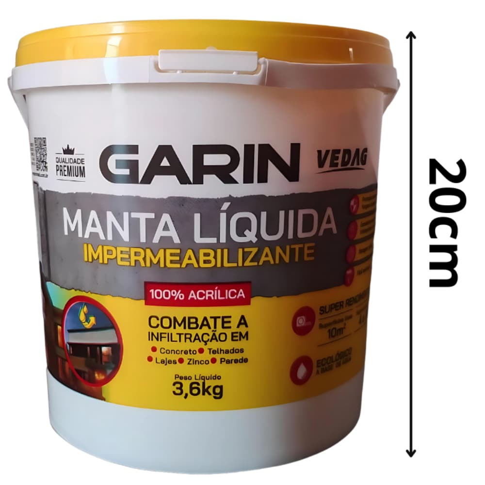 Manta Líquida 3,6kg Premium para Lajes e Telhados Fácil Aplicação Contra Infiltrações e Vazamentos