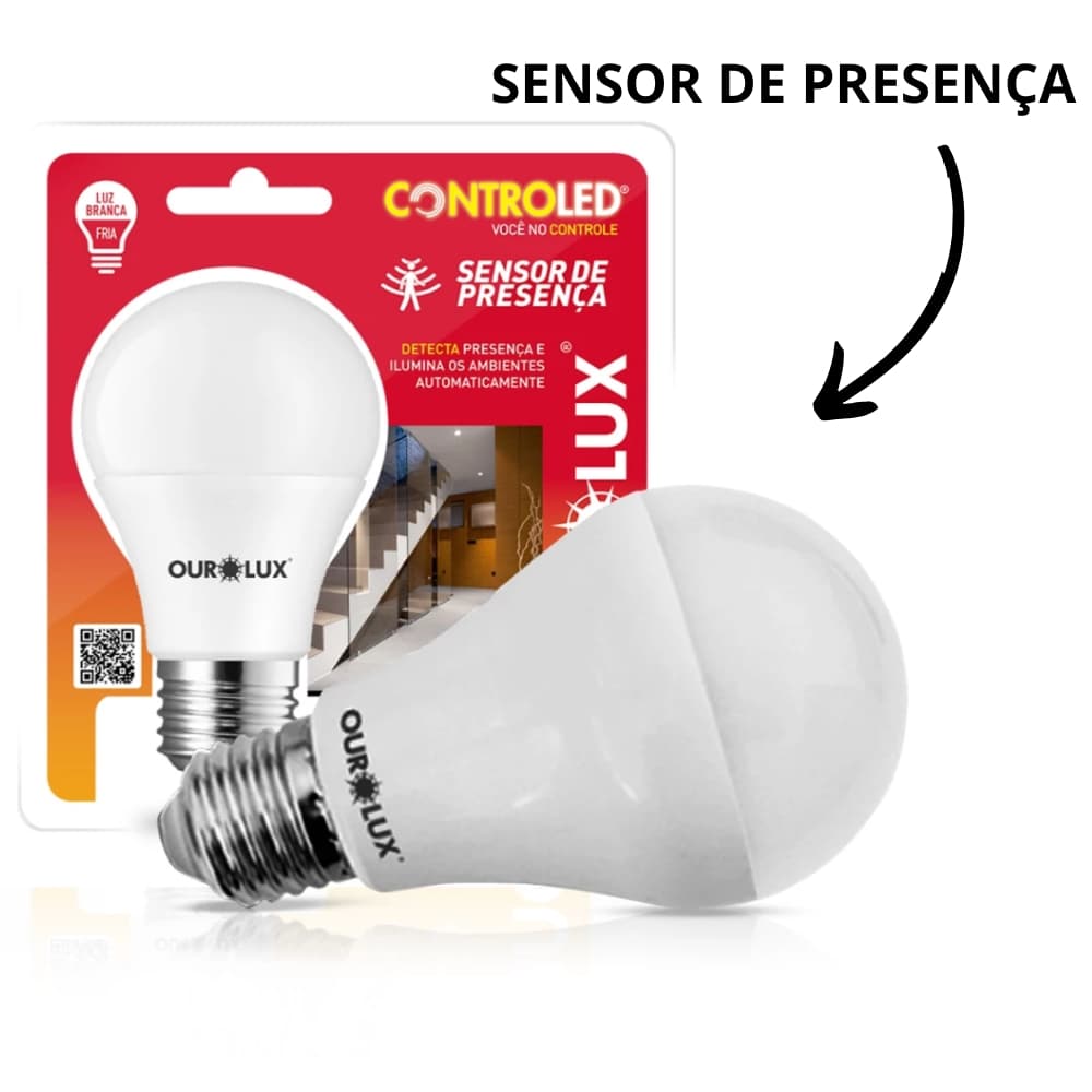 LÂMPADA LED CONTROLED 9W SENSOR DE PRESENCA 6500K BIVOLT