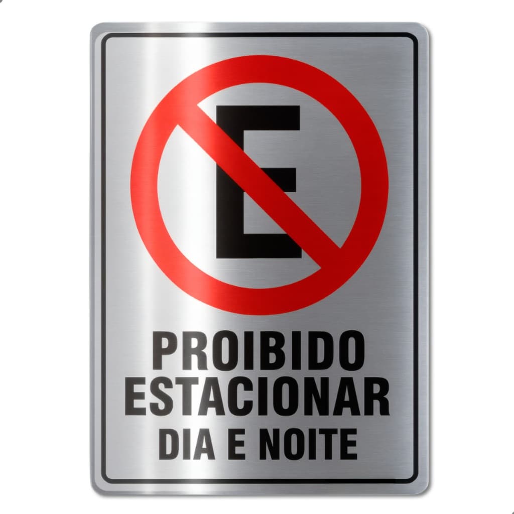 Placa Proibido Estacionar Garagem Dia e Noite Sinalização Resistente Alumínio UV 23x16cm ou 30x20cm Fácil Aplicação