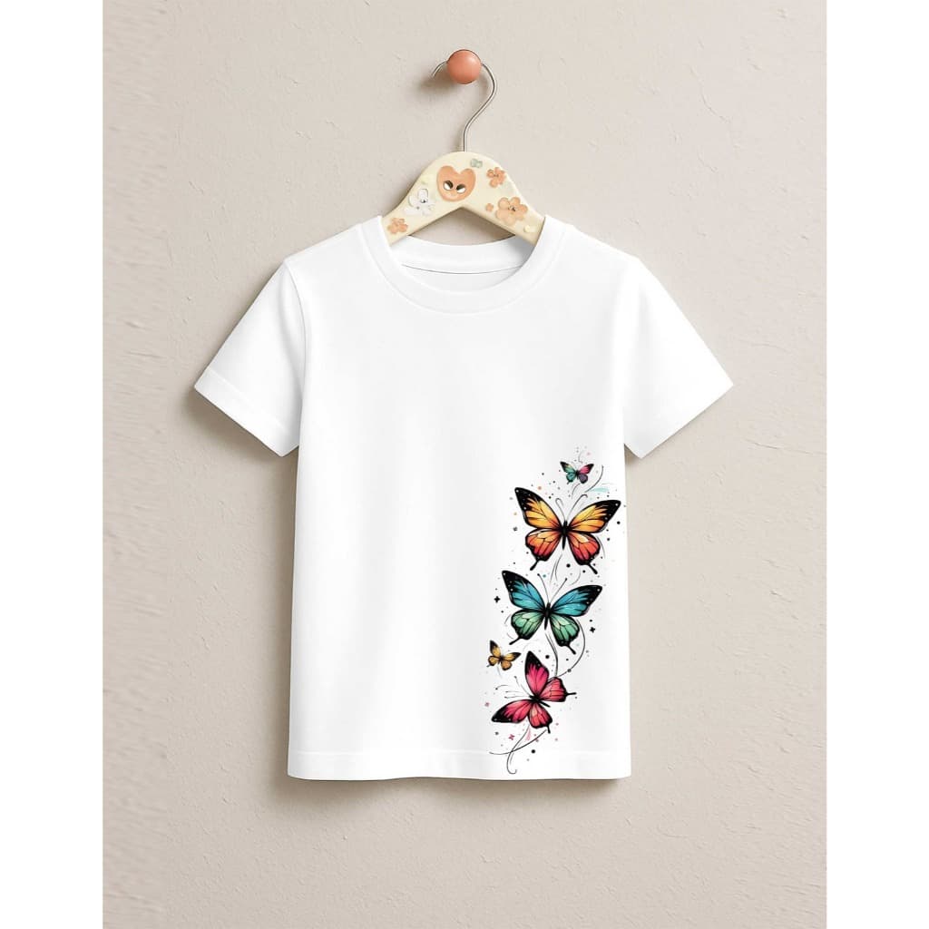 Camisa Infantil Borboleta Estampa Lateral Moda Infantil Meninas Trevix