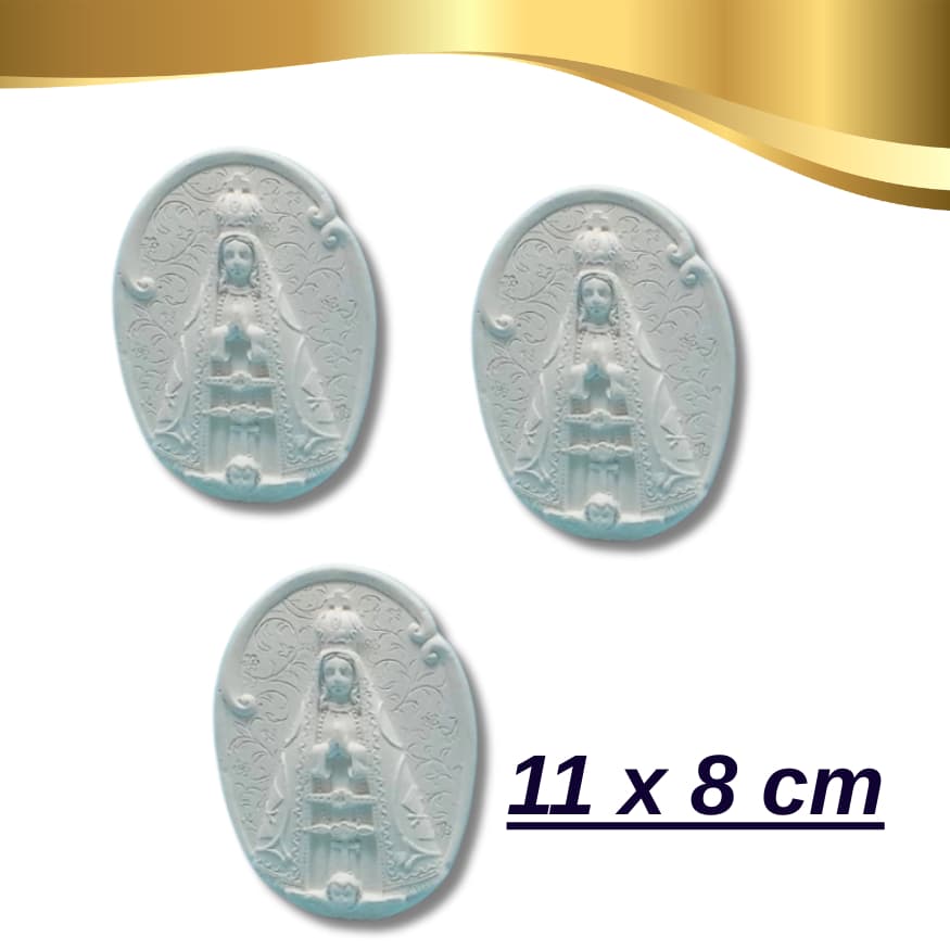 PLACA NOSSA SENHORA APARECIDA 11x8cm 3 Unidades (Gesso)