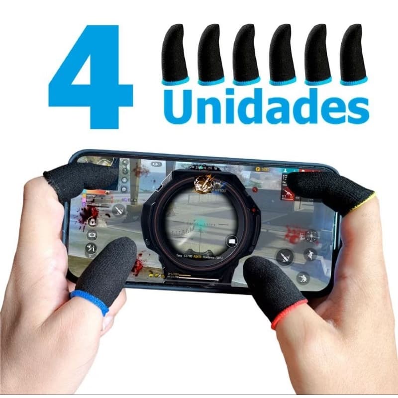 4 Unidades de Luva de Dedo Anti-Suor Para Celular Jogos FPS Free Fire Pubg Mobile Call Of Duty