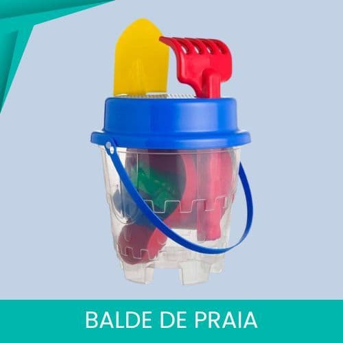 Balde de Praia Castelinho com Pá e Rastelo - Marbel Brinquedo Educativo Escolar Infantil