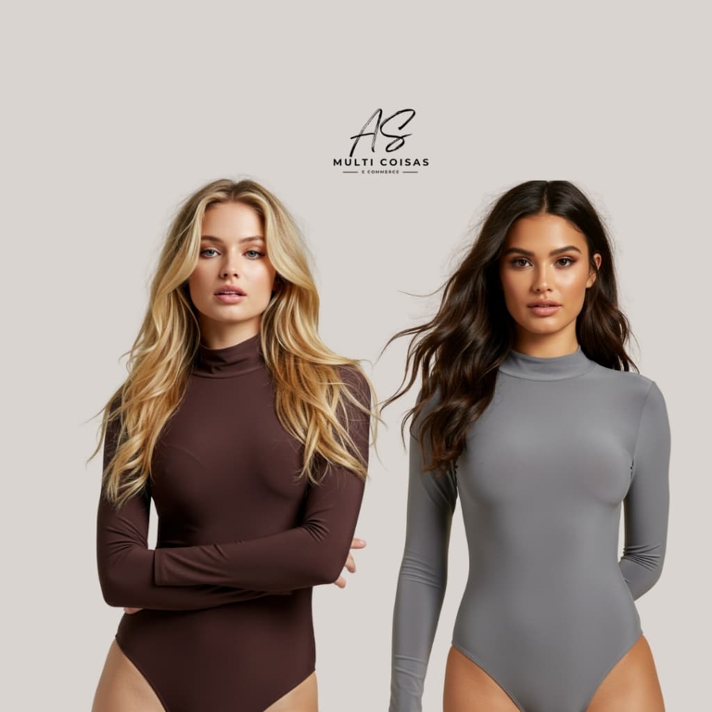 Kit 2 Body Gola Alta - Manga Longa Gola Alta Inverno Segunda Pele Tecido Suplex