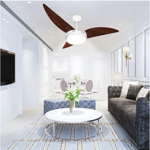 Ventilador Maragogi Branco Tabaco com Led Branco Frio 127V