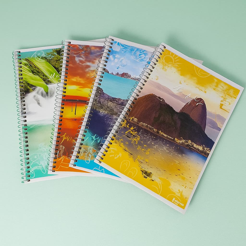 Caderno Espiral Capa Flexível 48 folhas  Atacado | 15/20/25 Unidades