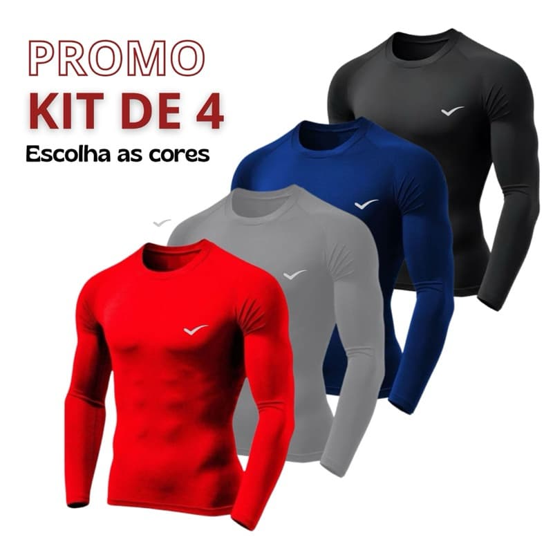 Kit com 4 Camiseta Uv Segunda Pele Proteção Solar Fator 50+ CORES VARIADAS