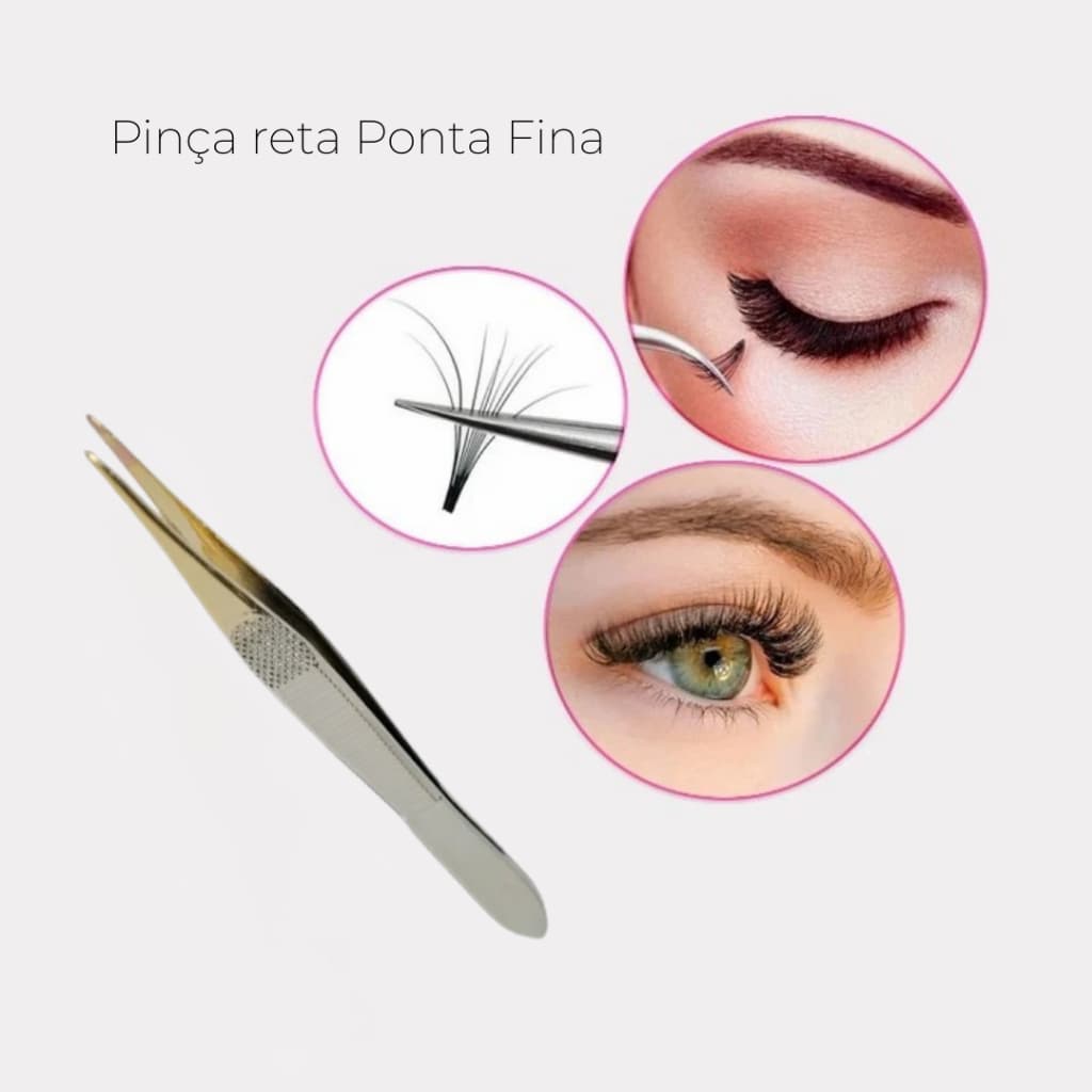 Pinça Sobrancelha Aço Inox Real Love – Ponta Reta Fina Profissional 10cm