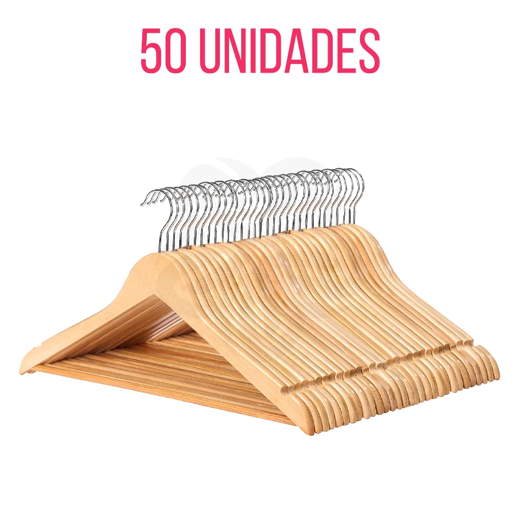 50 Cabides Para Roupas Organizador de Guarda Roupa Cabide de Madeira Cabides Para Roupas Reforçado