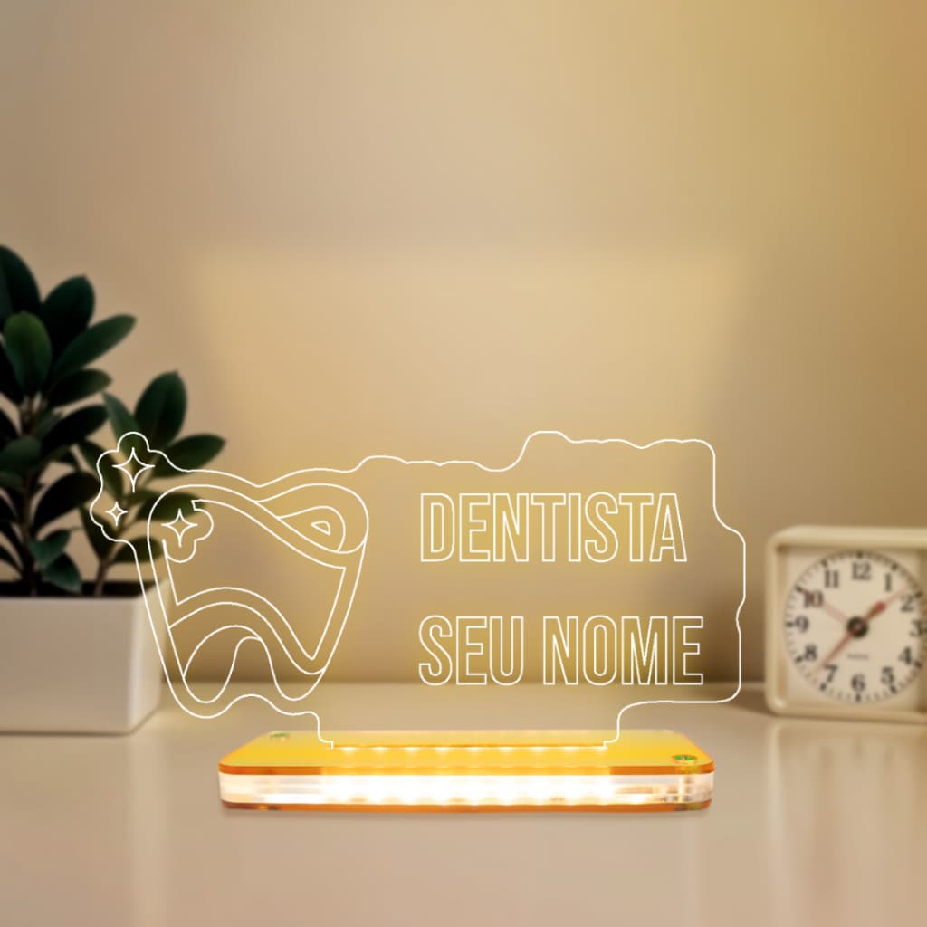 Luminária LED 3D de Mesa/Luz Noturna Presente Criativo/Decoração-Dentista , Personalizável de Dentista