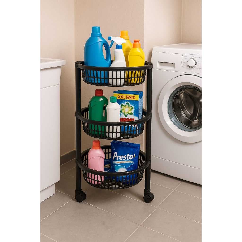 Carrinho Multiuso 3 Andares 70cm Organizador Lavanderia Make Sapateira Shampoo