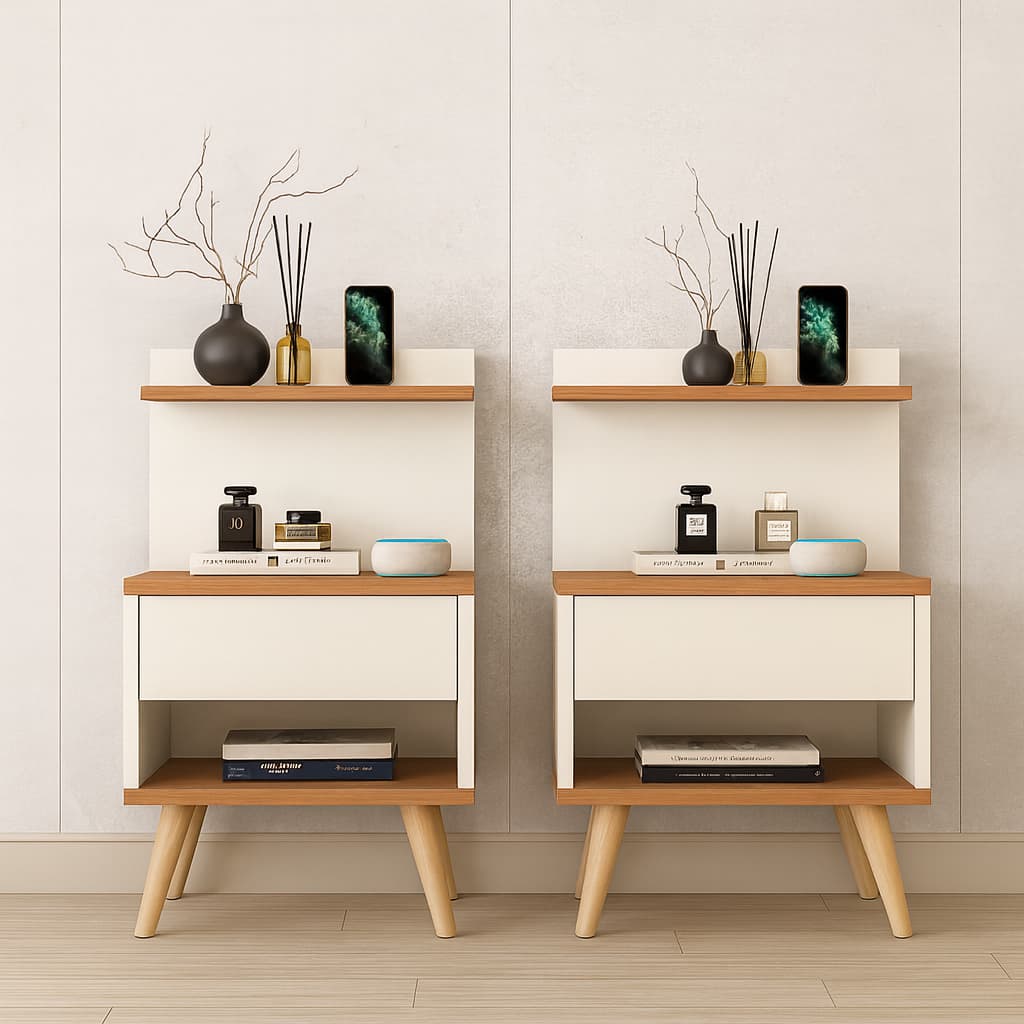 Kit Duas Mesinhas de Cabeceira Com Gaveta Para Quarto Sleep Várias Cores