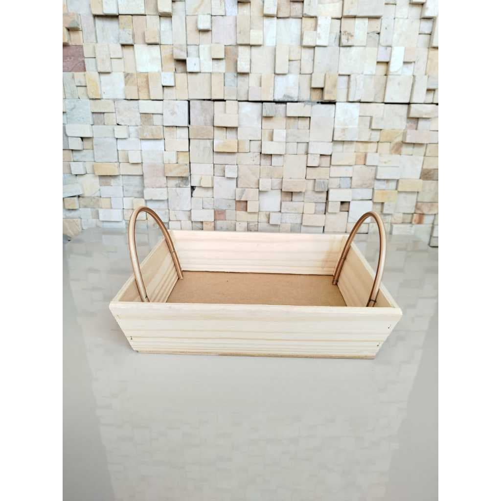 Kit Chanfrada de 10 Bandeja de Madeira Artesanal  30x25x6cm / Cesta Café da Manhã Presente