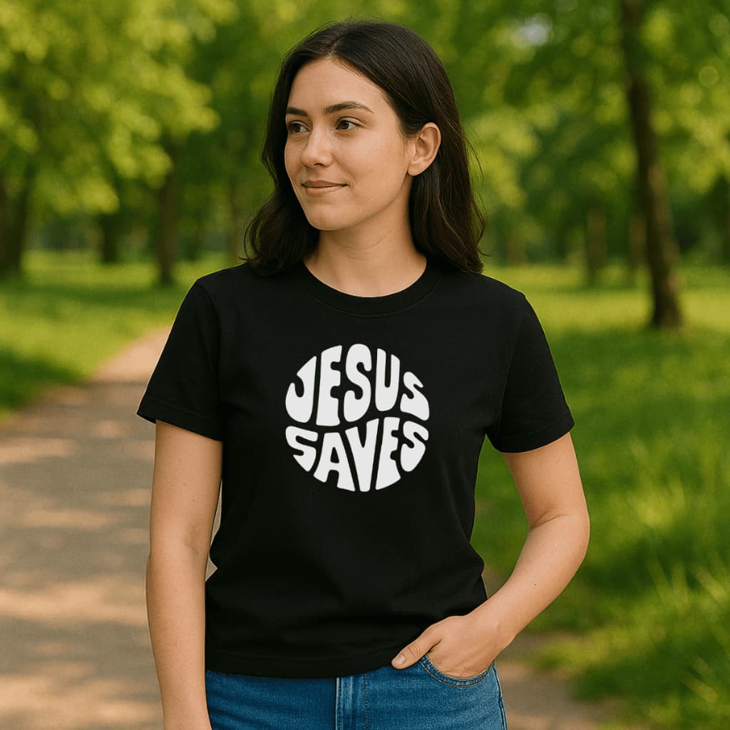 Camiseta Feminina Confortável Manga Cristã Jesus Salva