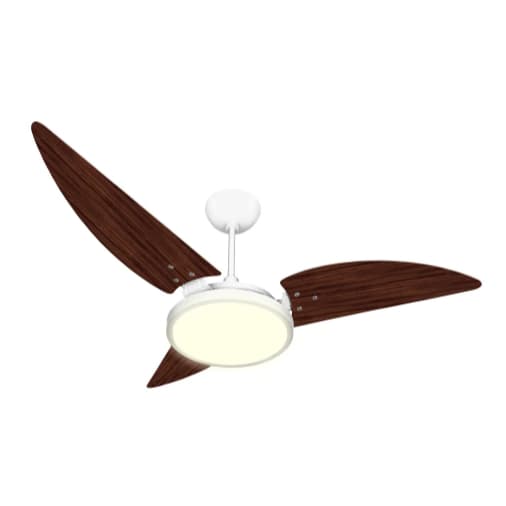 Ventilador Maragogi Branco Tabaco com Led Branco Quente 220V