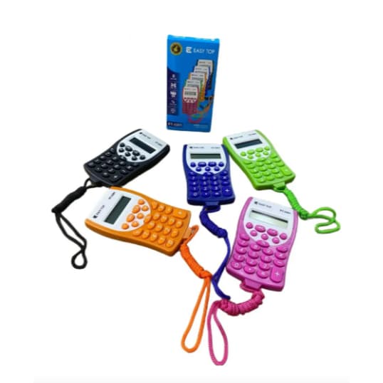 Kit 10 Unidades Calculadora Com Cordão Pequena Colorida Cor Variada