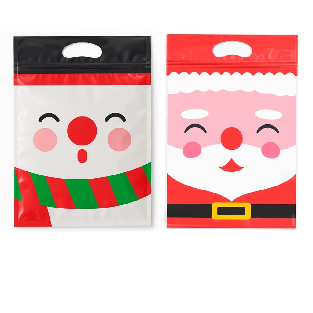 Sacolinhas Natalinas Herméticas Zip 23x15cm Papai Noel Boneco Neve Brindes Lembrancinhas Festa Kit