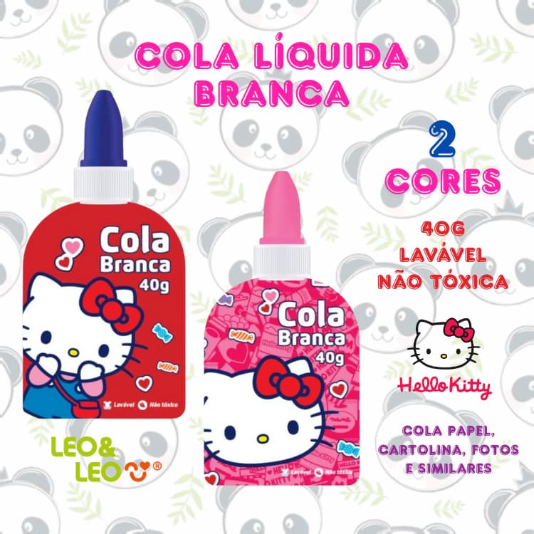 Cola Branca Líquida Hello Kitty 40g 2 Cores Lavável | Leo & Leo