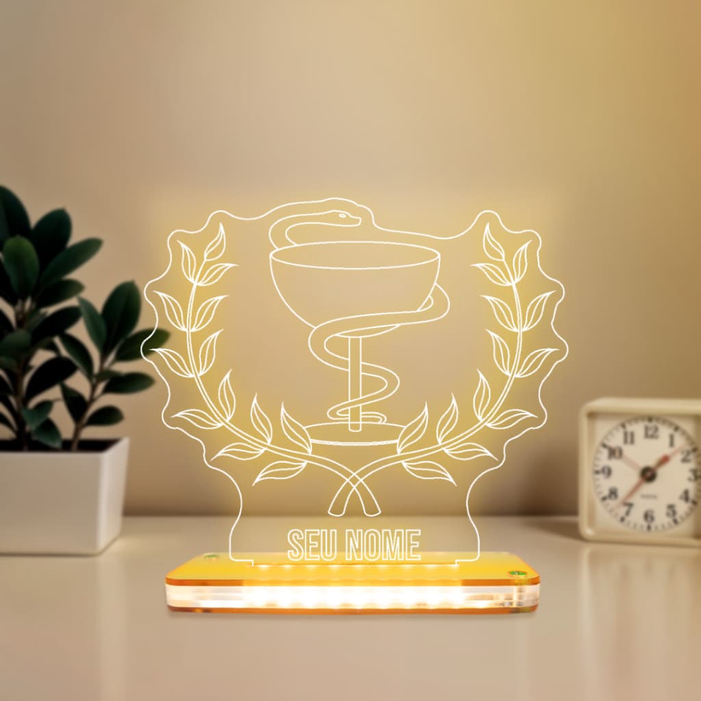 Luminária LED 3D de Mesa/Luz Noturna Presente Criativo/Decoração-Farmacêutica, Personalizável de Farmacêutico(A)