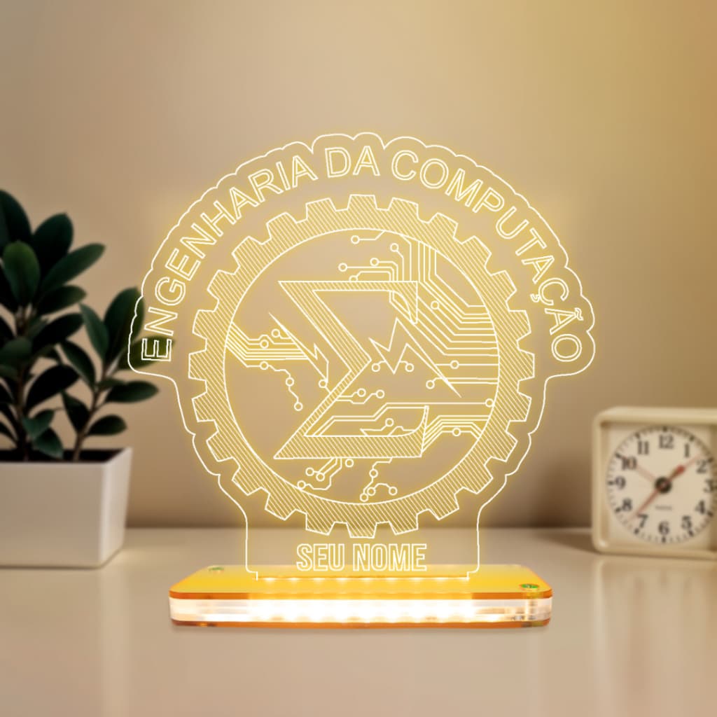 Luminária LED 3D de Mesa/Luz Noturna Presente Criativo/Decoração-Engenharia da Computação, Personalizável de Engenharia