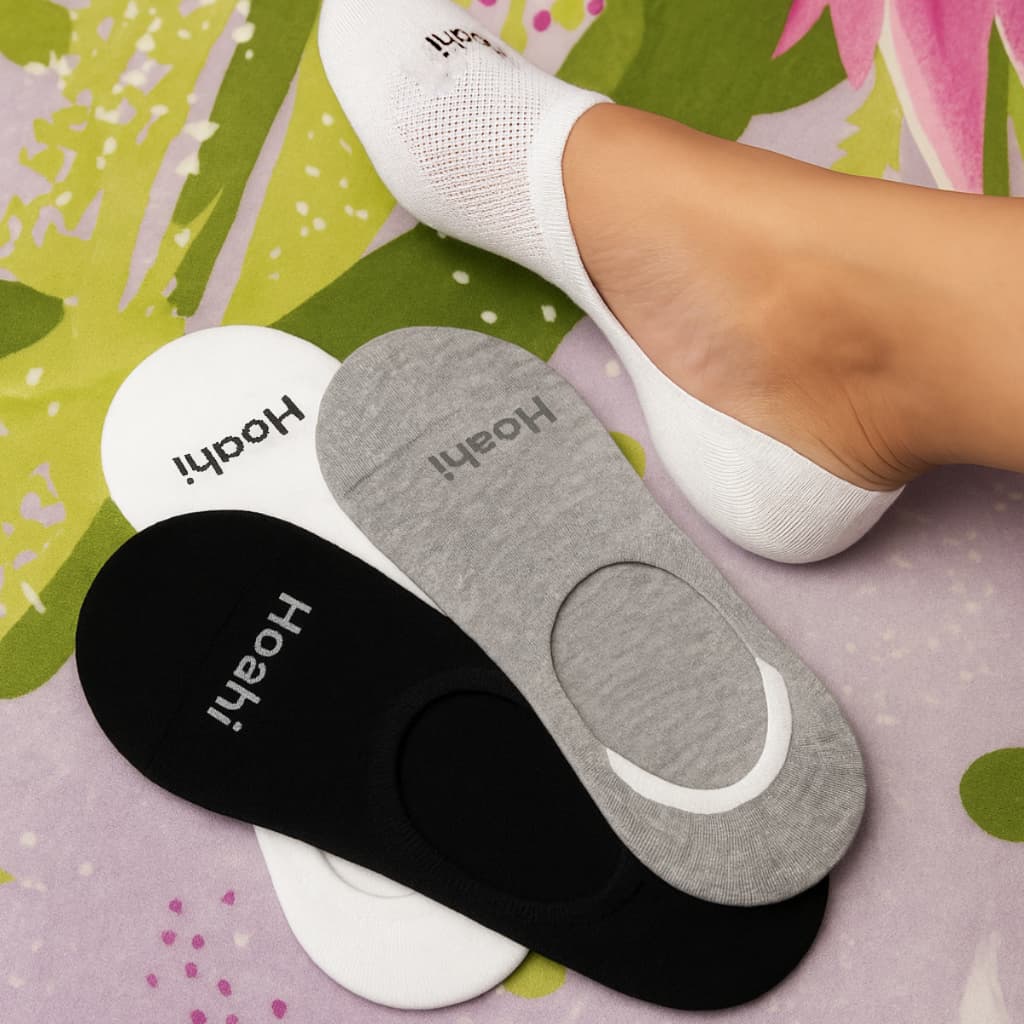 Kit 6 Meias Hoahi Sapatilha Invisível Silicone Algodão Premium Masculina Feminina Sortida