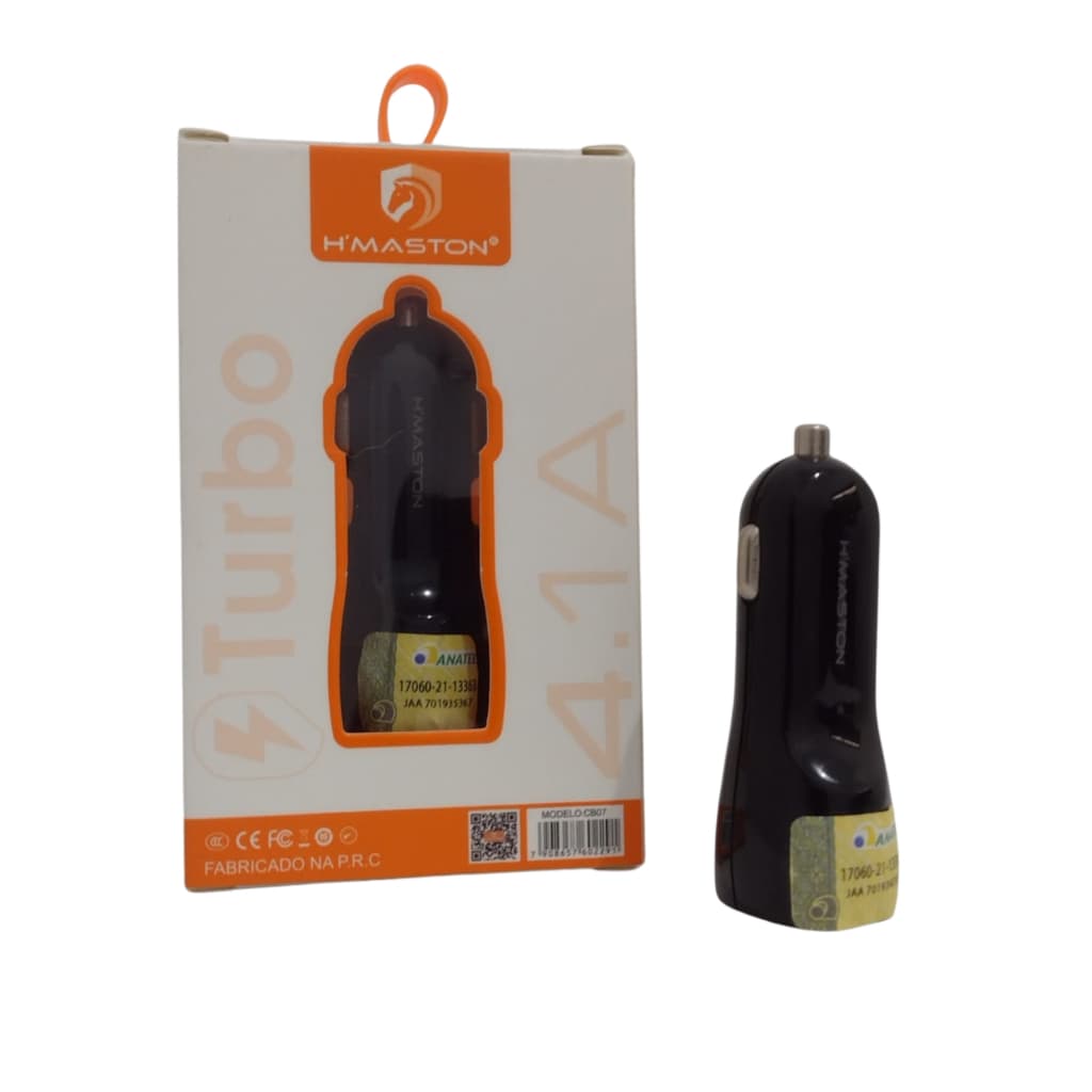 Carregador Veicular Turbo H-Maston CB07 – 4.1A, USB Duplo p/ Celular, tablet, fones e mais