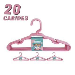 20 Cabides Infantil Organização Plástico Resistente Roupas Rosa