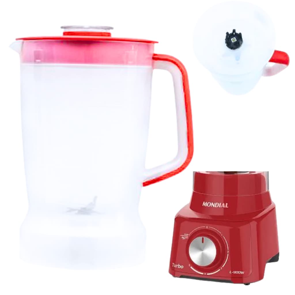 Copo De Liquidificador Mondial L-850 L-900w Translucido Resistente Vermelho