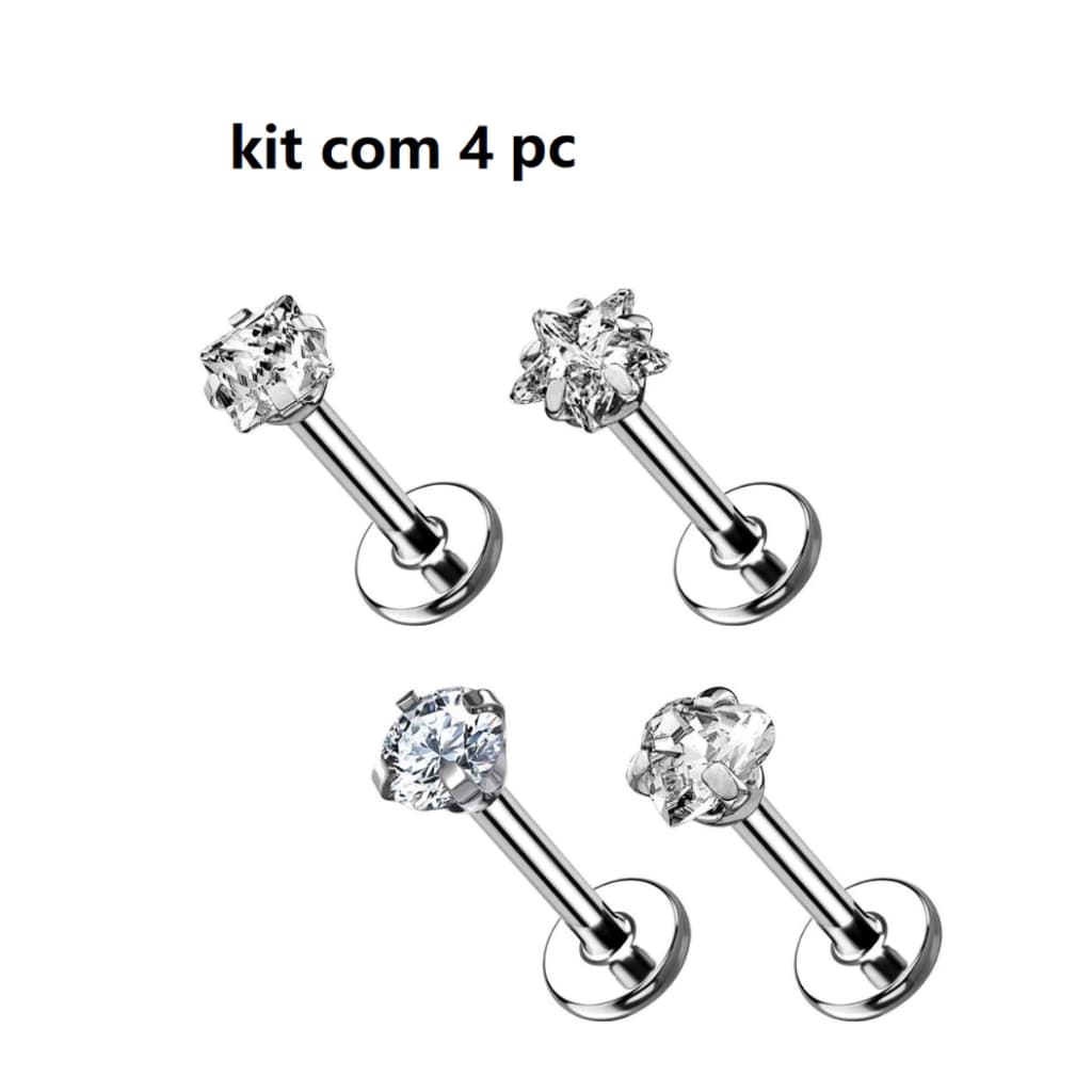 1 ou Kit 2/3//4 Piercing Labert Aço Cirúrgico Zirconia Coração/Estrela , Helix/Tragus/Conch