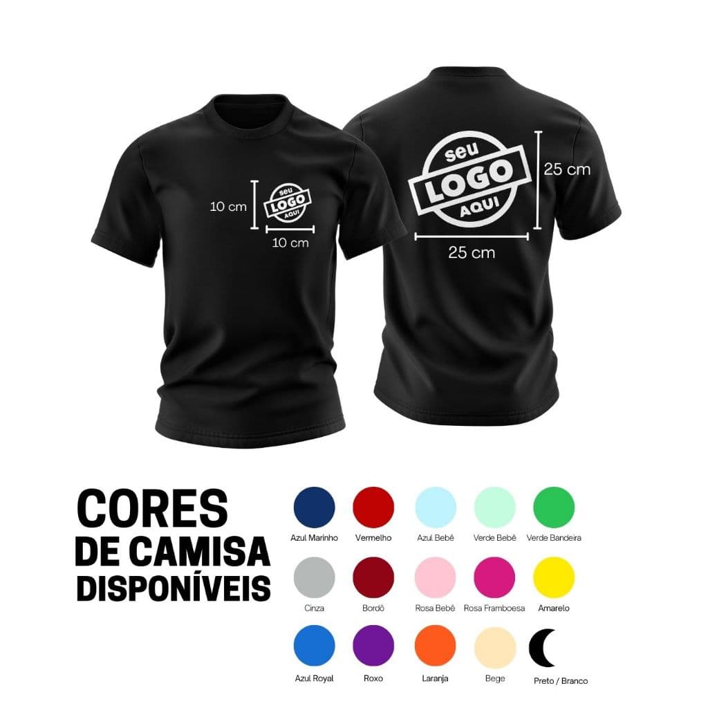 Camiseta Personalizada Com Sua Logo Uniforme 100% Algodão Premium