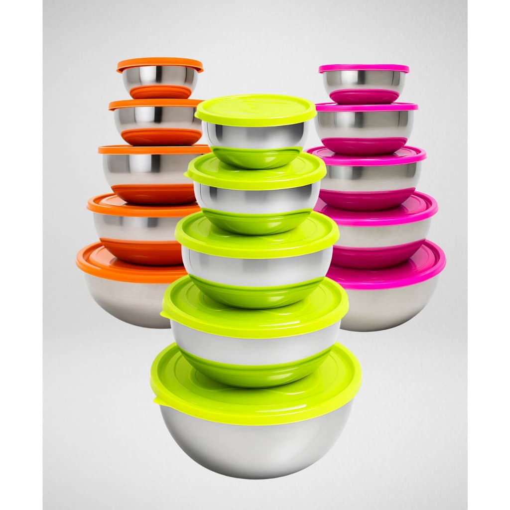 Kit Pote Tigela Bowl ANALENI 5 Peças Inox Alumínio com Tampa