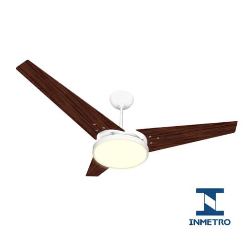 Ventilador Itacaré Branco Tabaco com Led Branco Quente 127V