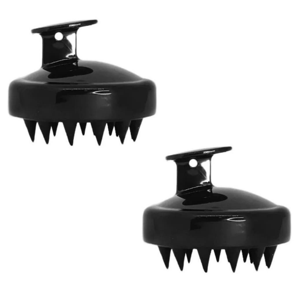 Kit com 2 Escova Massageadora Capilar Anti Queda/Caspa Preta Silicone