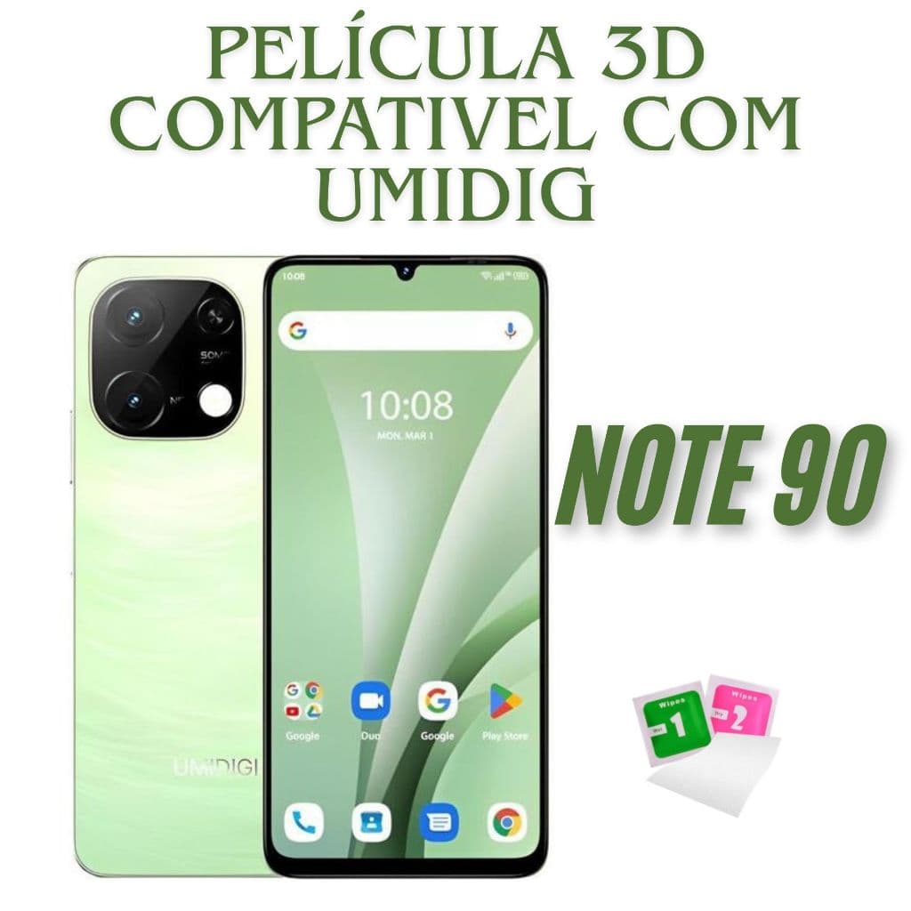 🛡️ Pelicula Vidro 3D Compatível com UMIDIGI NOTE 90/NOTE 905G/NOTE 90A/NOTE 90C 🛡️ 📱 Proteção máxima, visual impecável!