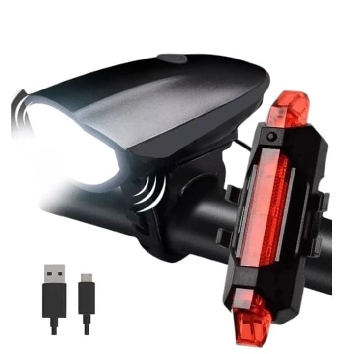 Kit de Iluminação para Bicicletas: Farol e Lanterna Traseira Recarregáveis
