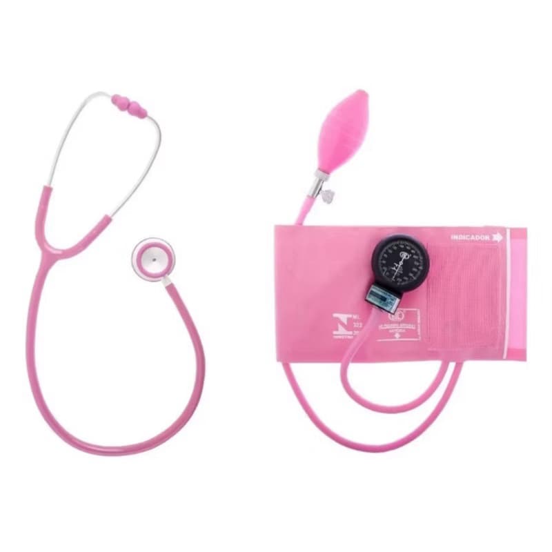 kit esfigmomanômetro e estetoscópio efficace BIC Rosa