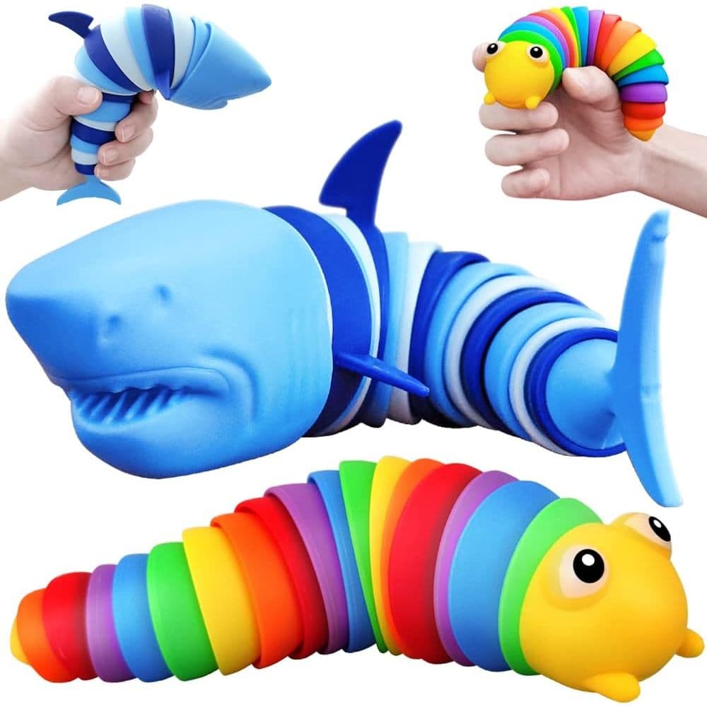Brinquedo Menina Menino Lagosta Minhoca Golfinho Tubarão Jacaré Articulado Sensorial 3D Antiestresse