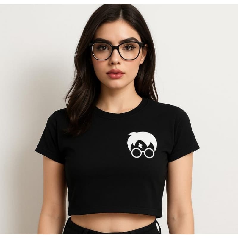 Cropped Camiseta Rosto Harry Potter