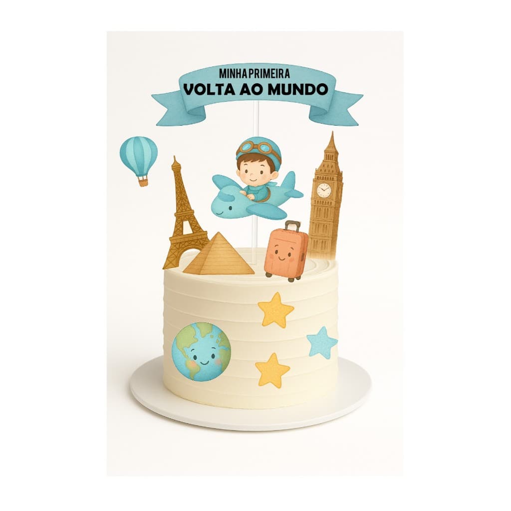 ENVIO IMEDIADO - Topo de Bolo - Minha Primeira Volta ao Mundo