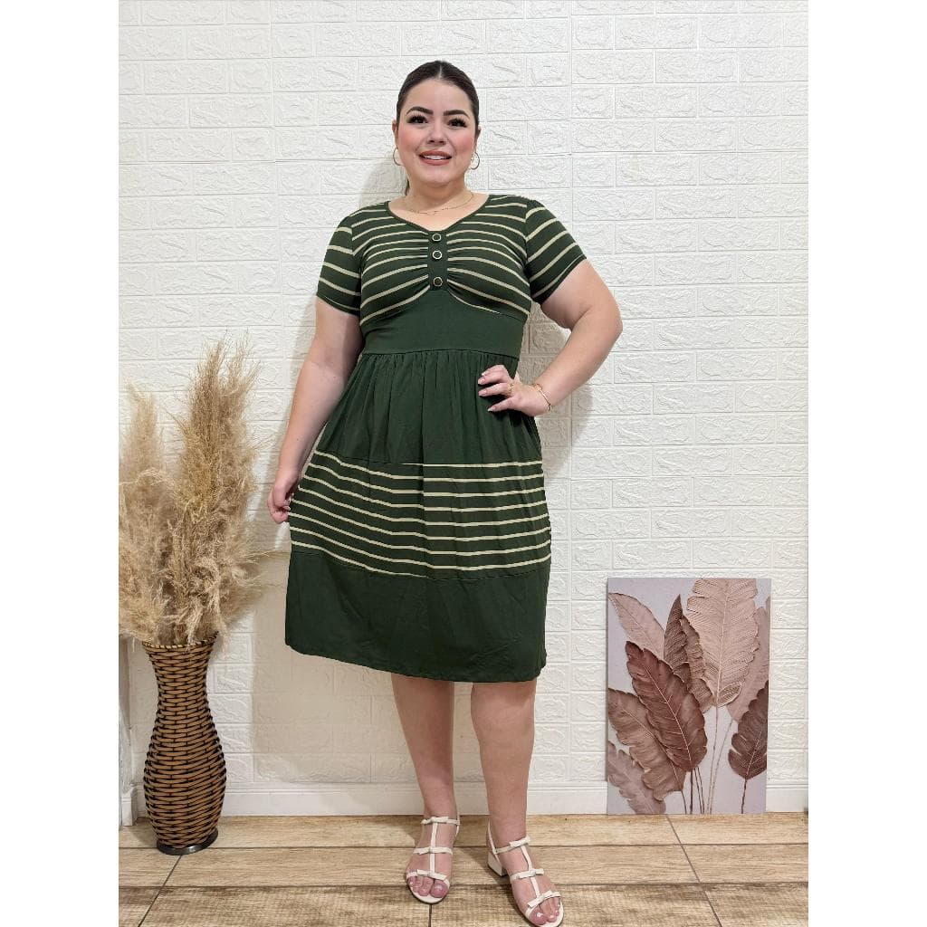 Vestido Mídi com Botões Moda Evangélica M G e GG