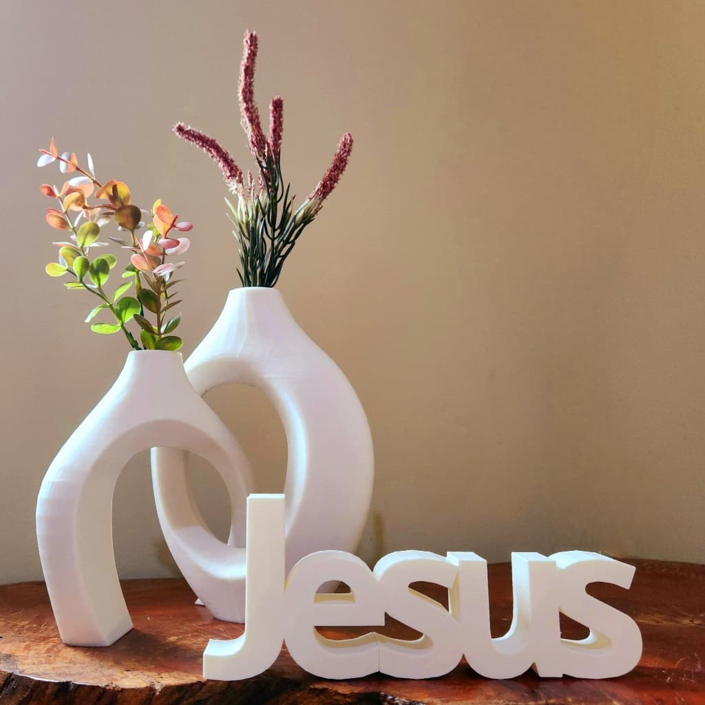 Enfeite Vasos Abraço Letreiro Jesus – Enfeite de Mesa e Decoração para Sala, Elegante e Moderno